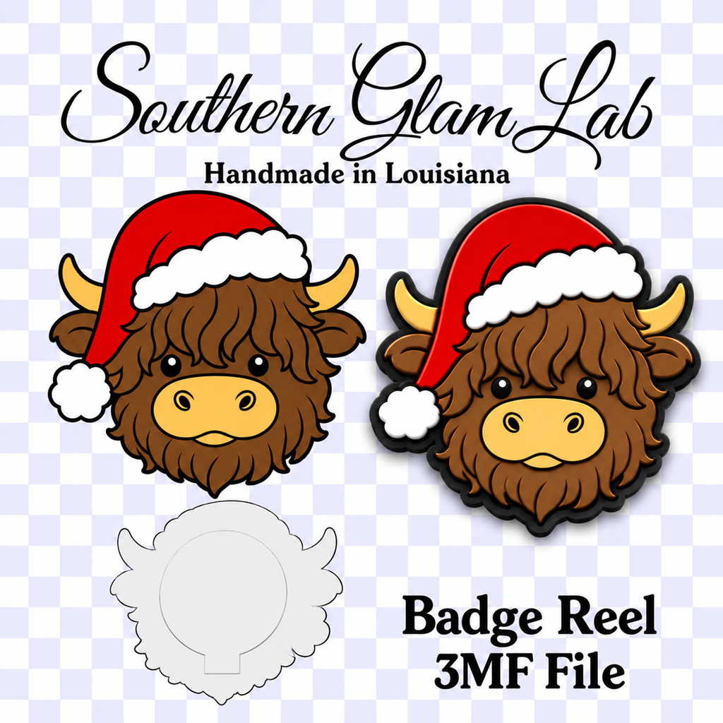 Santa Cow Badge Reel 3MF File