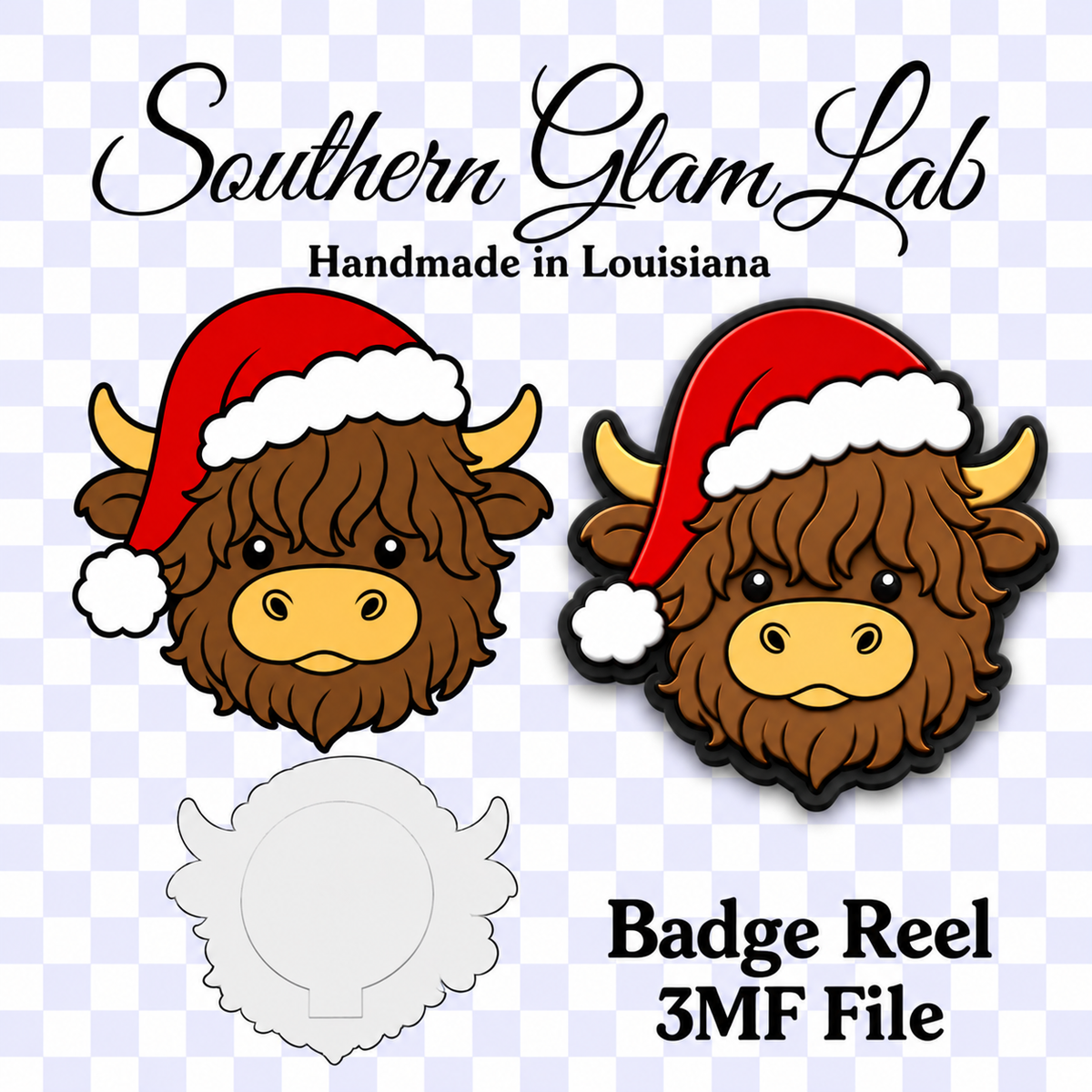 Santa Cow Badge Reel 3MF File