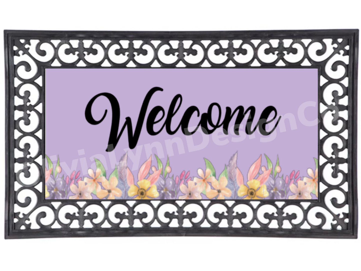 Welcome Floral Interchangeable Door Mat Frame and Insert