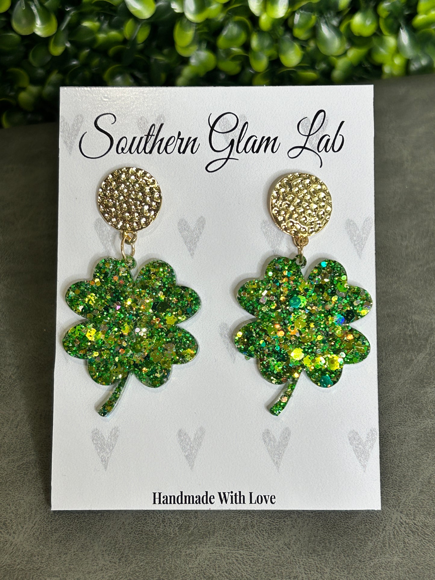 Glitter Shamrock Earrings