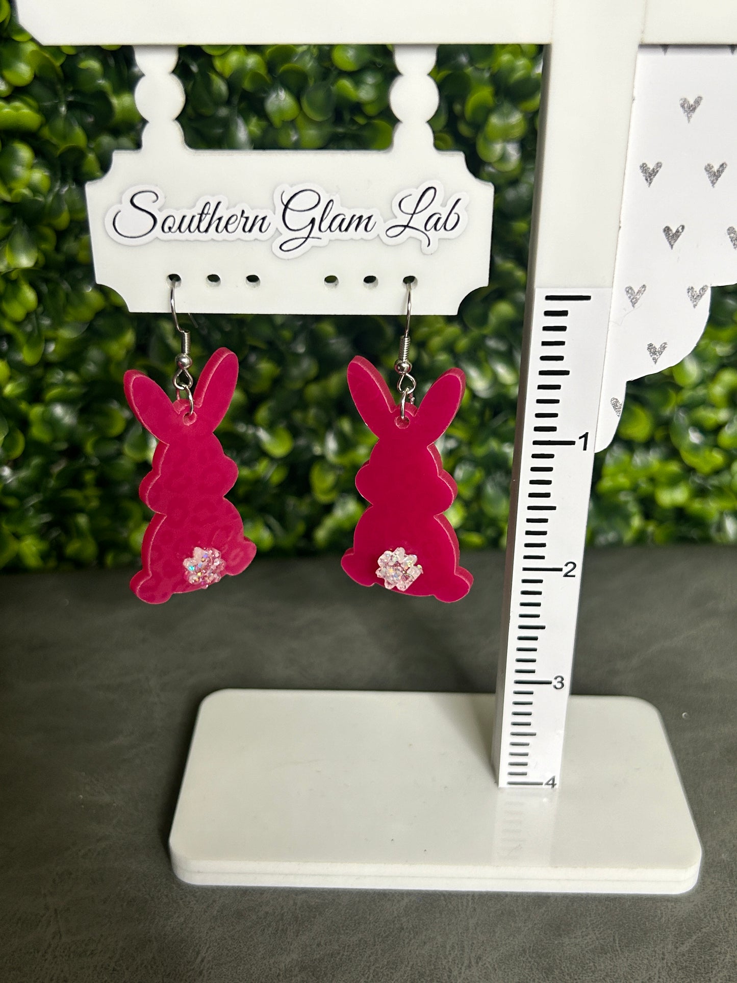 Hot Pink Leopard Bunny Earrings