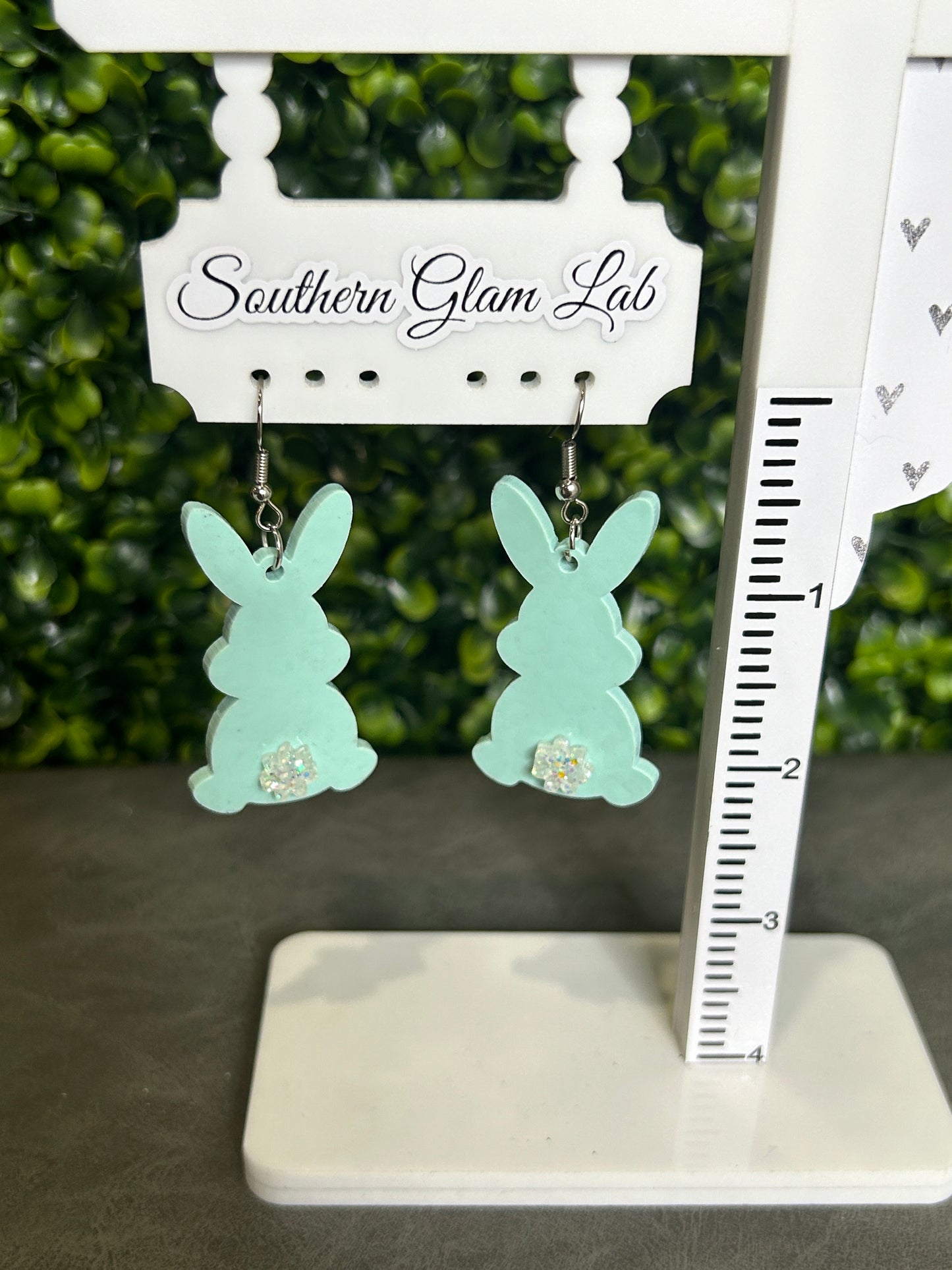 Mint Leopard Bunny Earrings