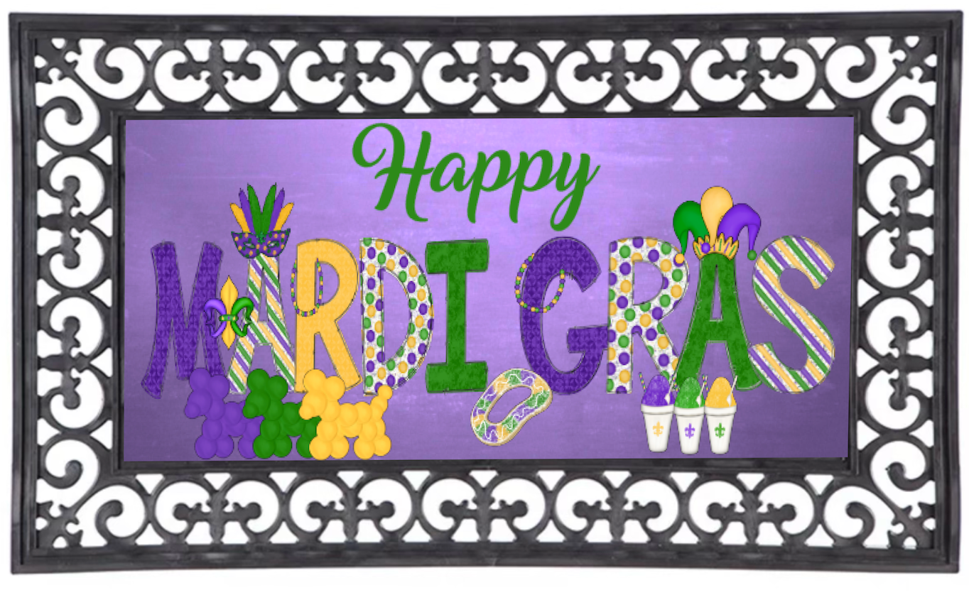 Mardi Gras Interchangeable Door Mat Frame and Insert