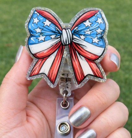 4th of July Bow Badge Reel