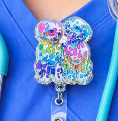 Colorful Dogs Badge Reel