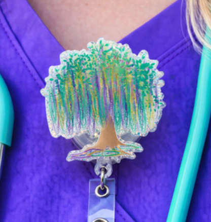 Mardi Gras Bead Tree Badge Reel