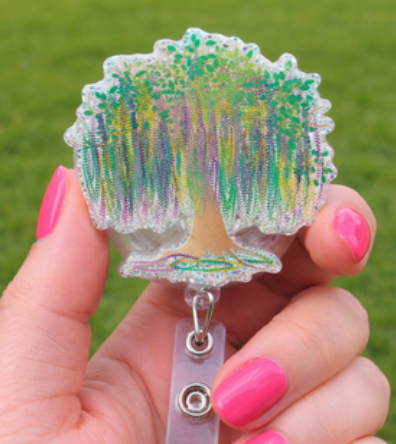 Mardi Gras Bead Tree Badge Reel