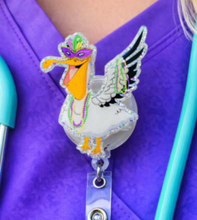 Mardi Gras Pelican Badge Reel
