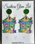 Mardi Gras Shotgun House Earring