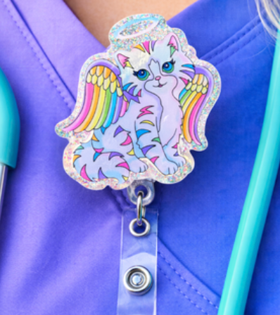 Angel Cat Badge Reel