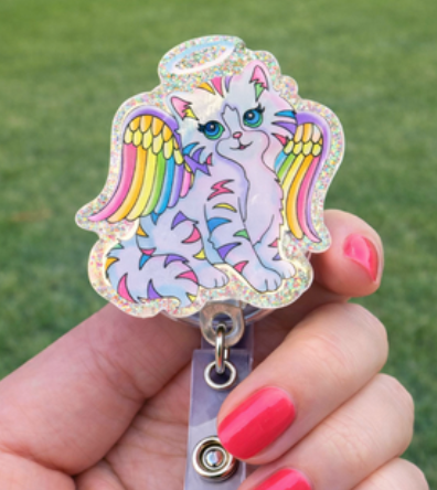 Angel Cat Badge Reel