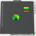 A 3D print preview of a Bambu Smart PET plate with a custom circular pet portrait design in the center, featuring a black cat silhouette with colorful green, yellow, purple, and orange details, alongside a color palette swatch on the right.