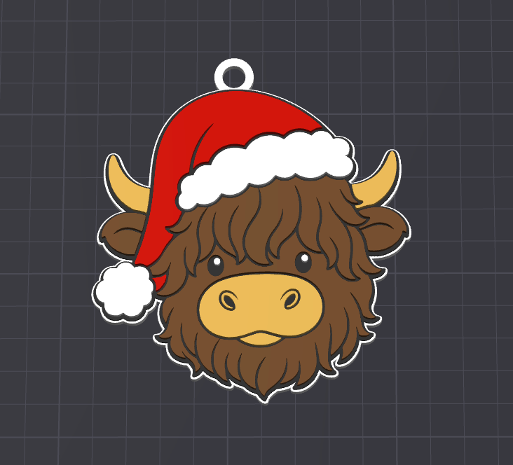 Santa Cow Ornament 3MF File