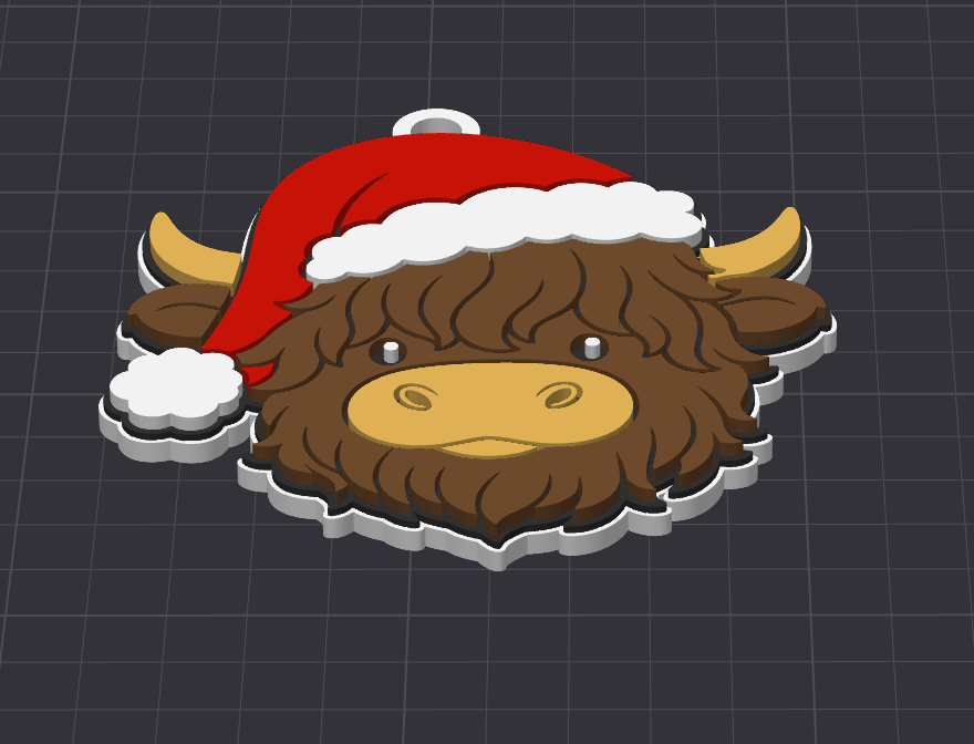 Santa Cow Ornament 3MF File