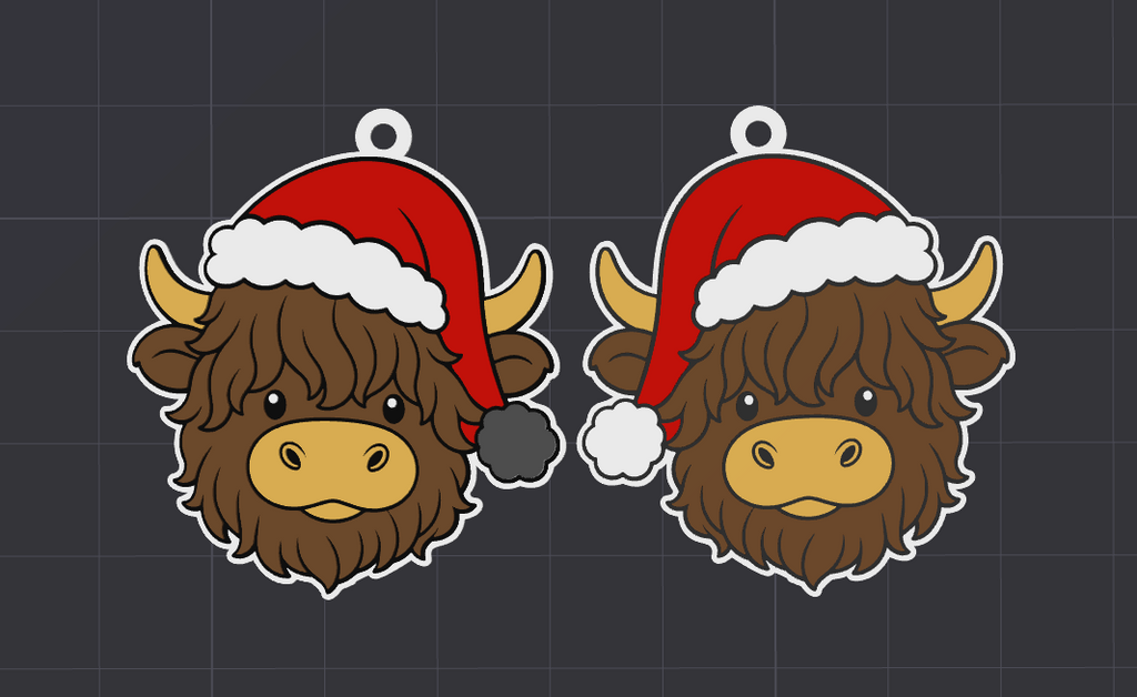 Santa Cow Earring 3MF File