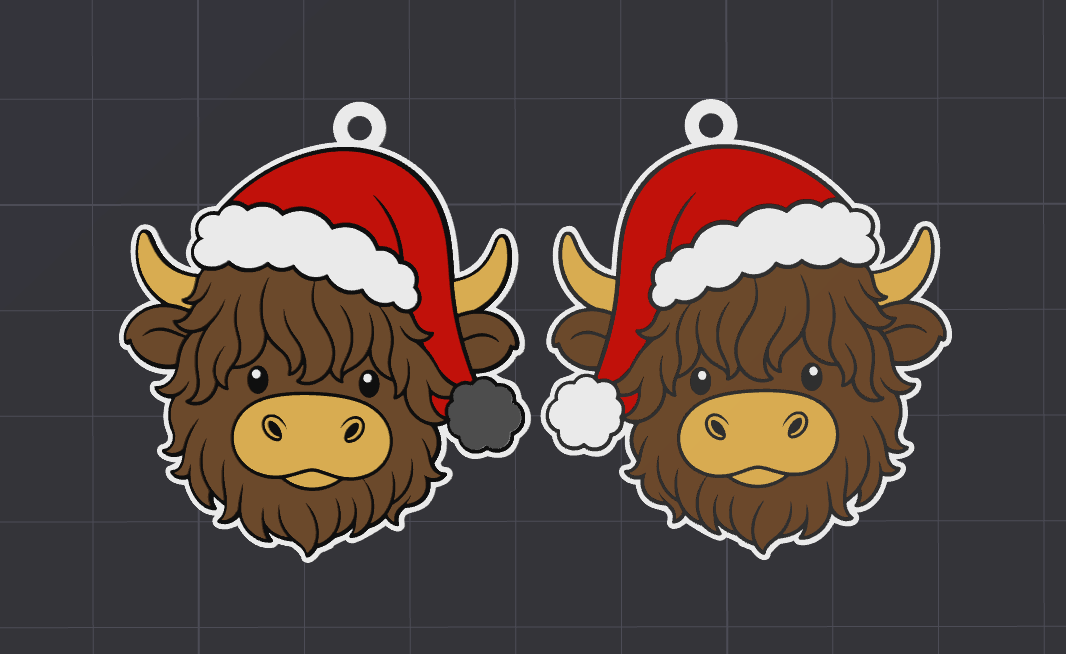 Santa Cow Earring 3MF File