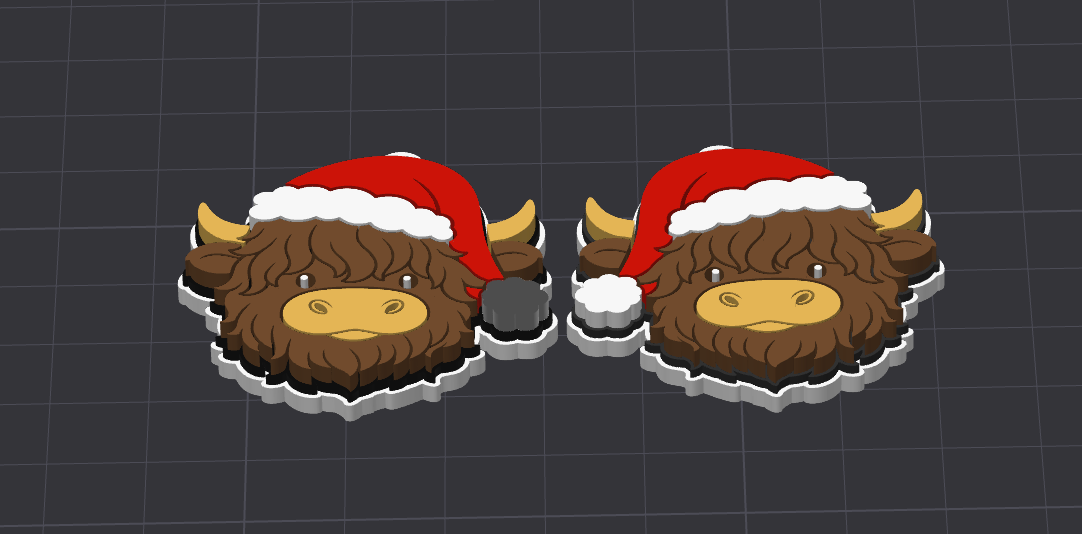Santa Cow Earring 3MF File