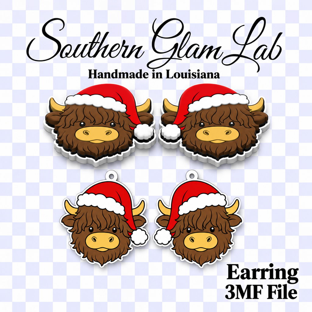 Santa Cow Earring 3MF File
