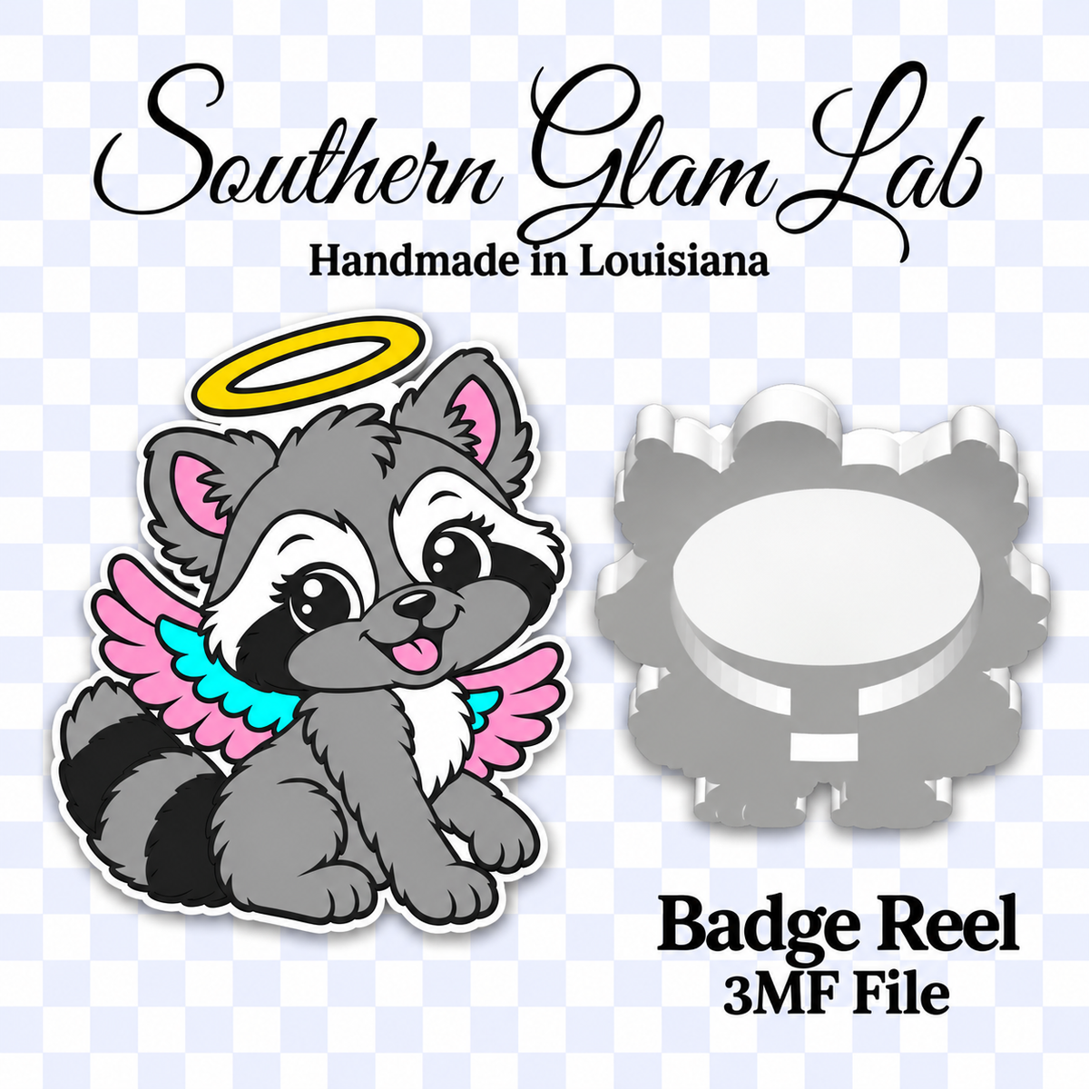 Halo Raccoon Badge Reel 3MF File