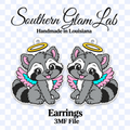 Halo Raccoon Earrings 3MF File