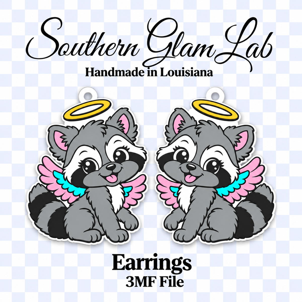 Halo Raccoon Earrings 3MF File