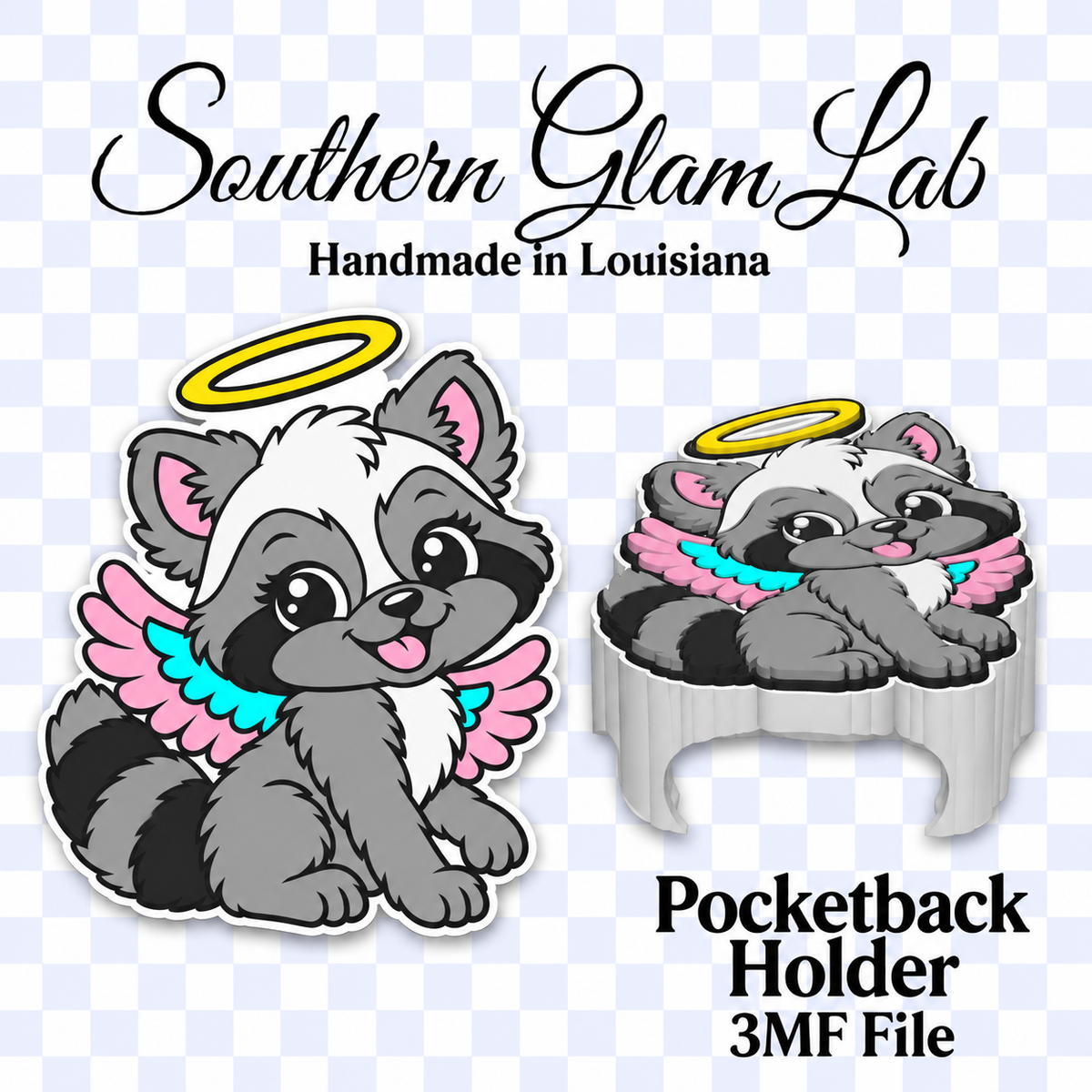 Halo Raccoon Pocketback Holder 3MF File