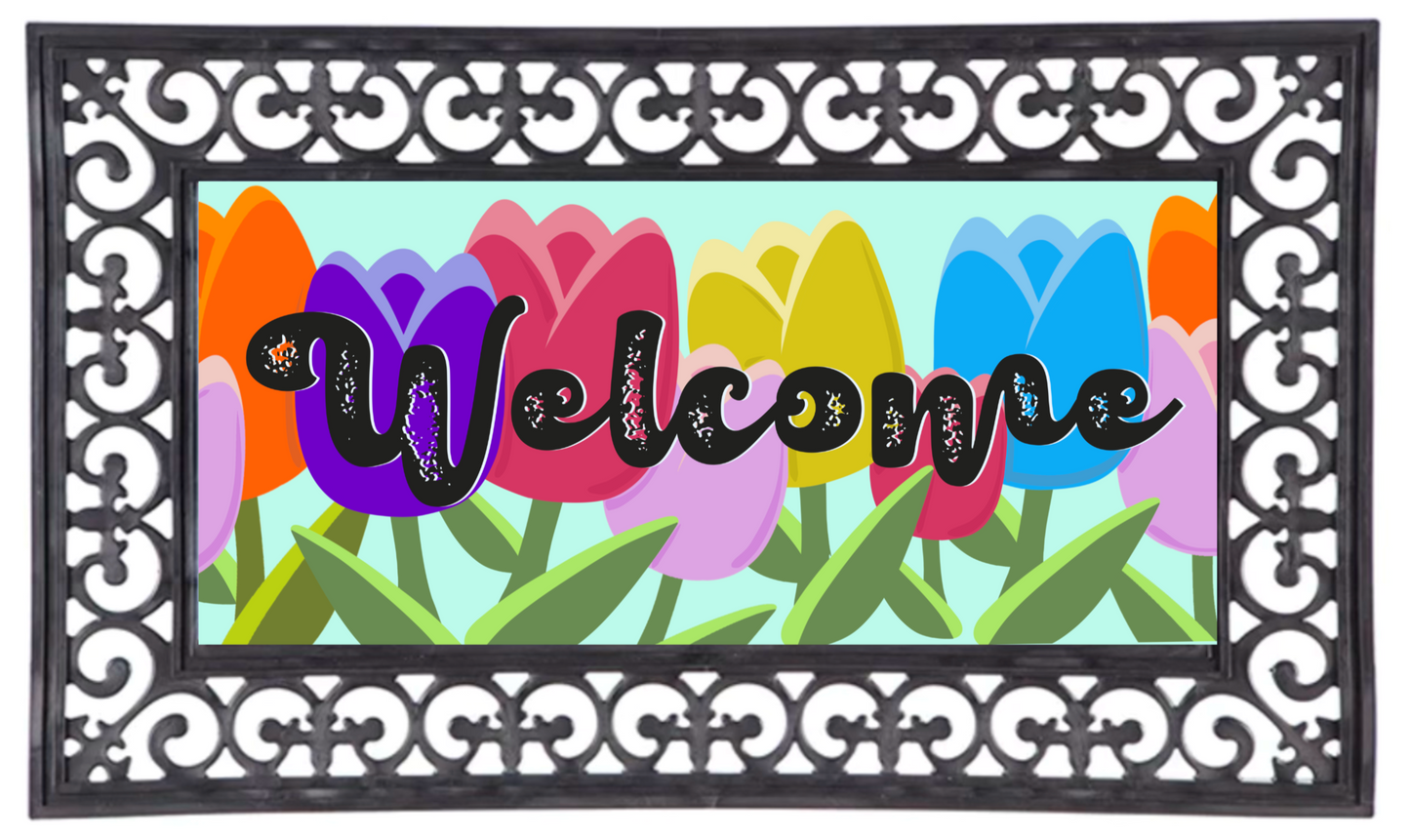 Floral Welcome Door Mat