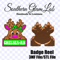 Reindeer Girl Badge Reel 3MF STL File